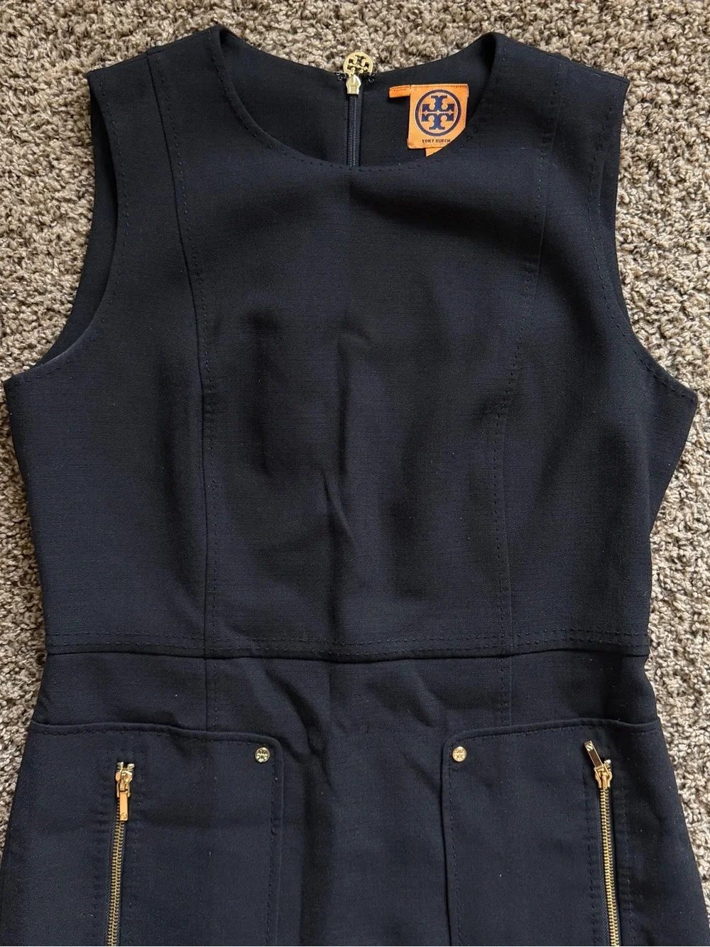 Tory Burch Petra Double Crepe Black Wool Blend Sleeveless Women Size 8